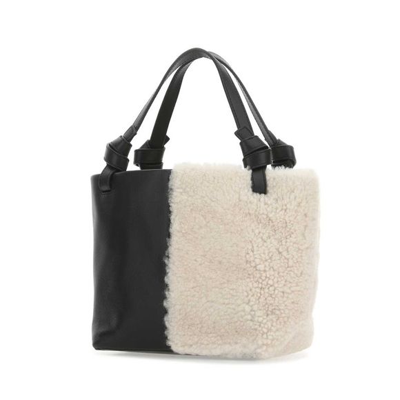 STAUD Two-Tone Leather And Shearling Handbag - Picture 2 of 2